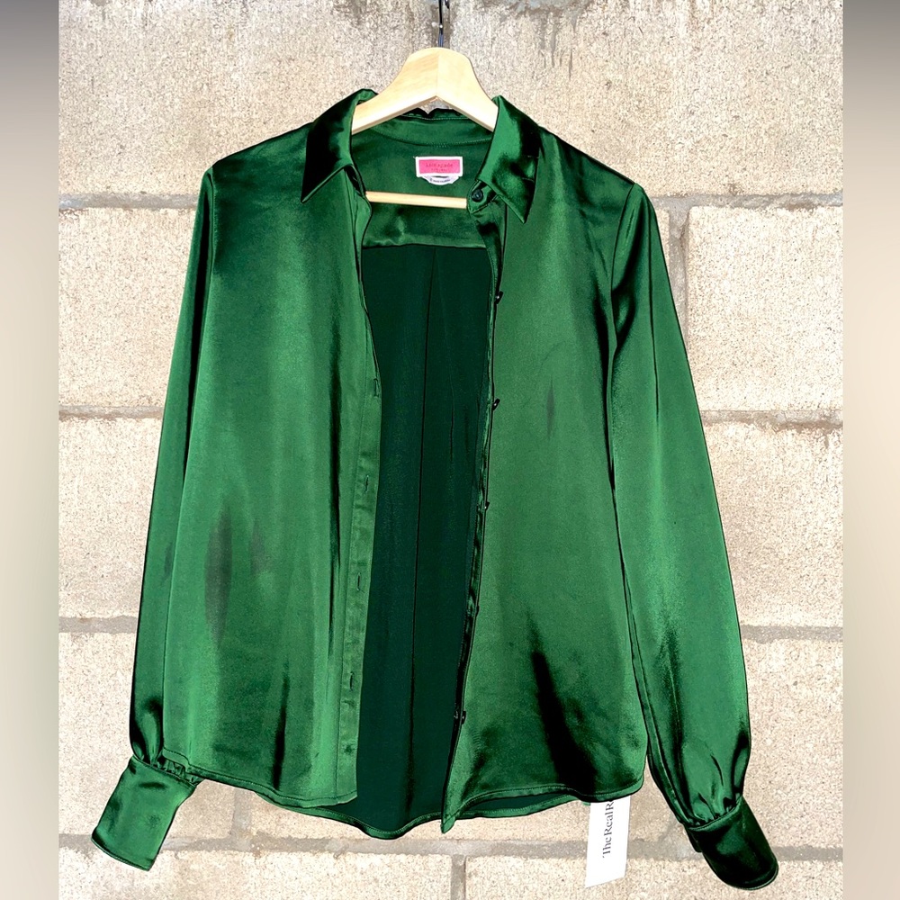 Kate spade green buttery satin feel shirt US2 (so soft)